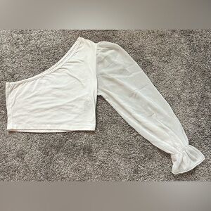 SHEIN Women’s White Off The Shoulder Single Sleeve Crop Top Size XS